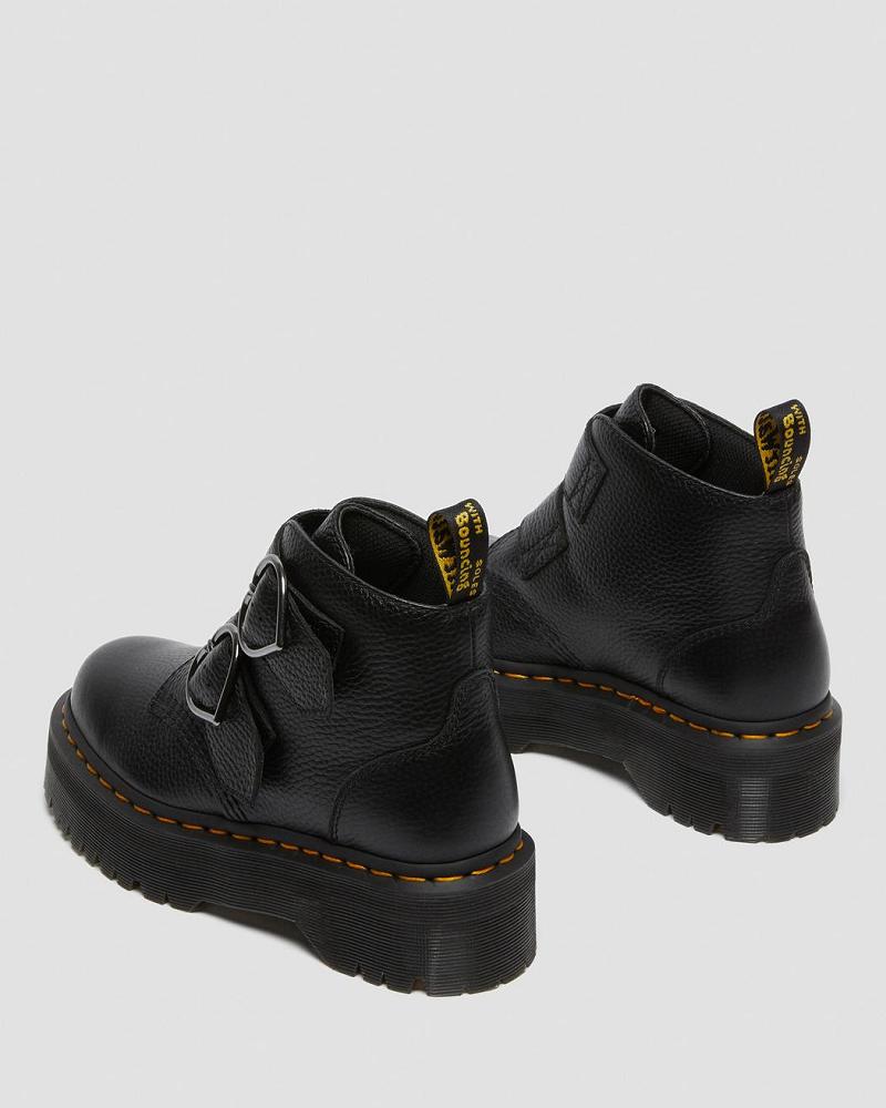 Black Women's Dr Martens Devon Heart Leather Platform Boots | CA 238OKI